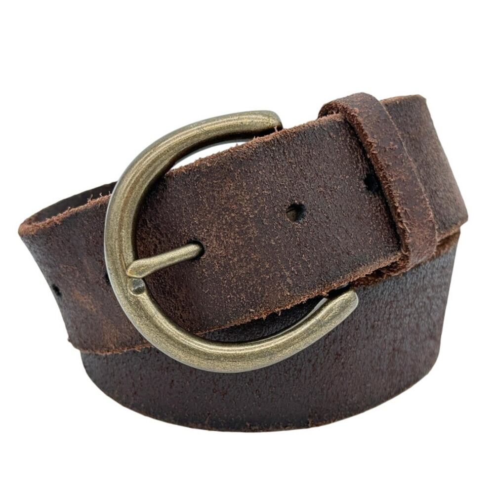 Frye Genuine Leather Belt Distressed Western Rugged Brown Large